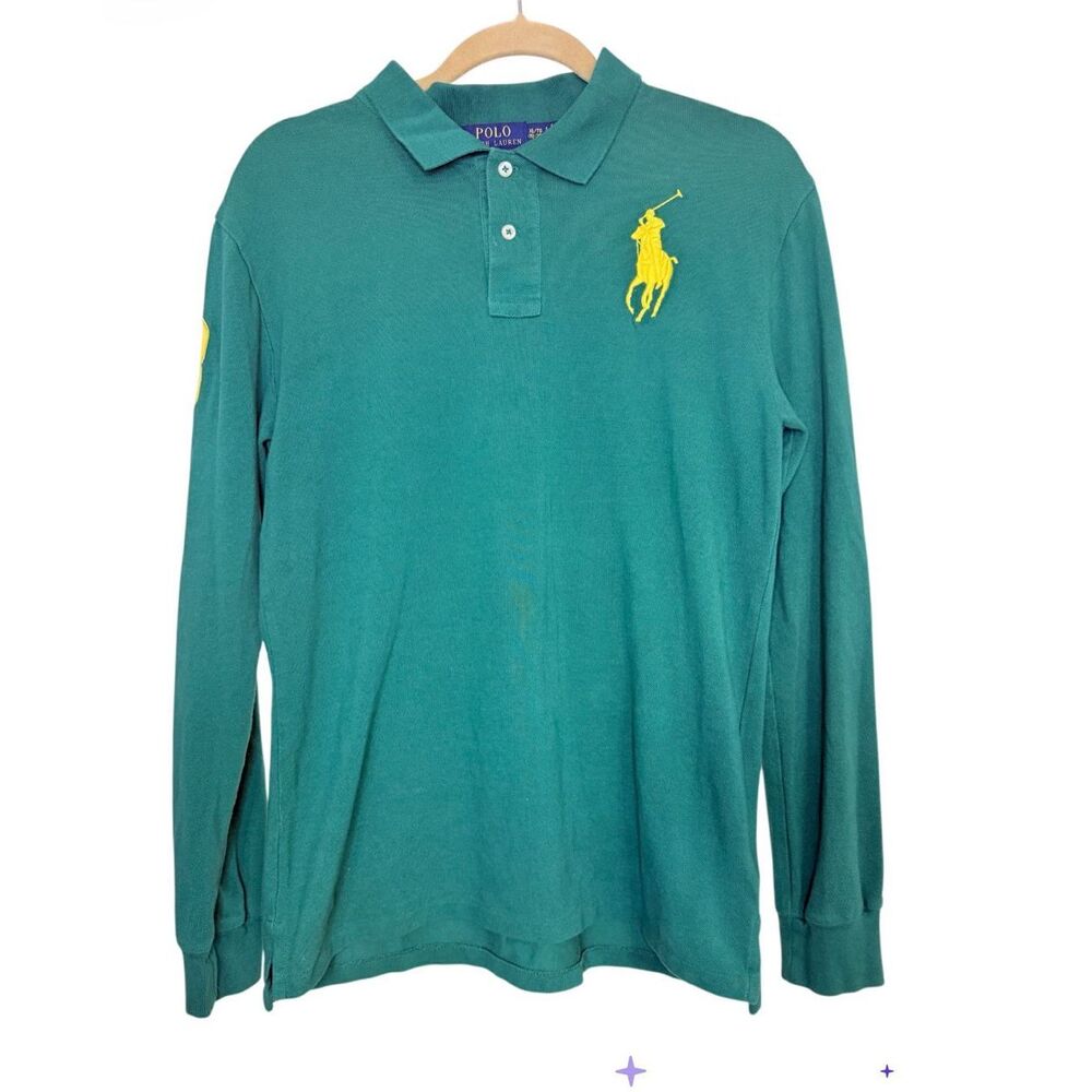 Polo Ralph Lauren Big Pony Green Long Slv Polo Shirt Boys XL (18-20)